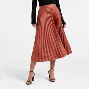 NWT Ever New Rust Satin Pleated Midi Skirt